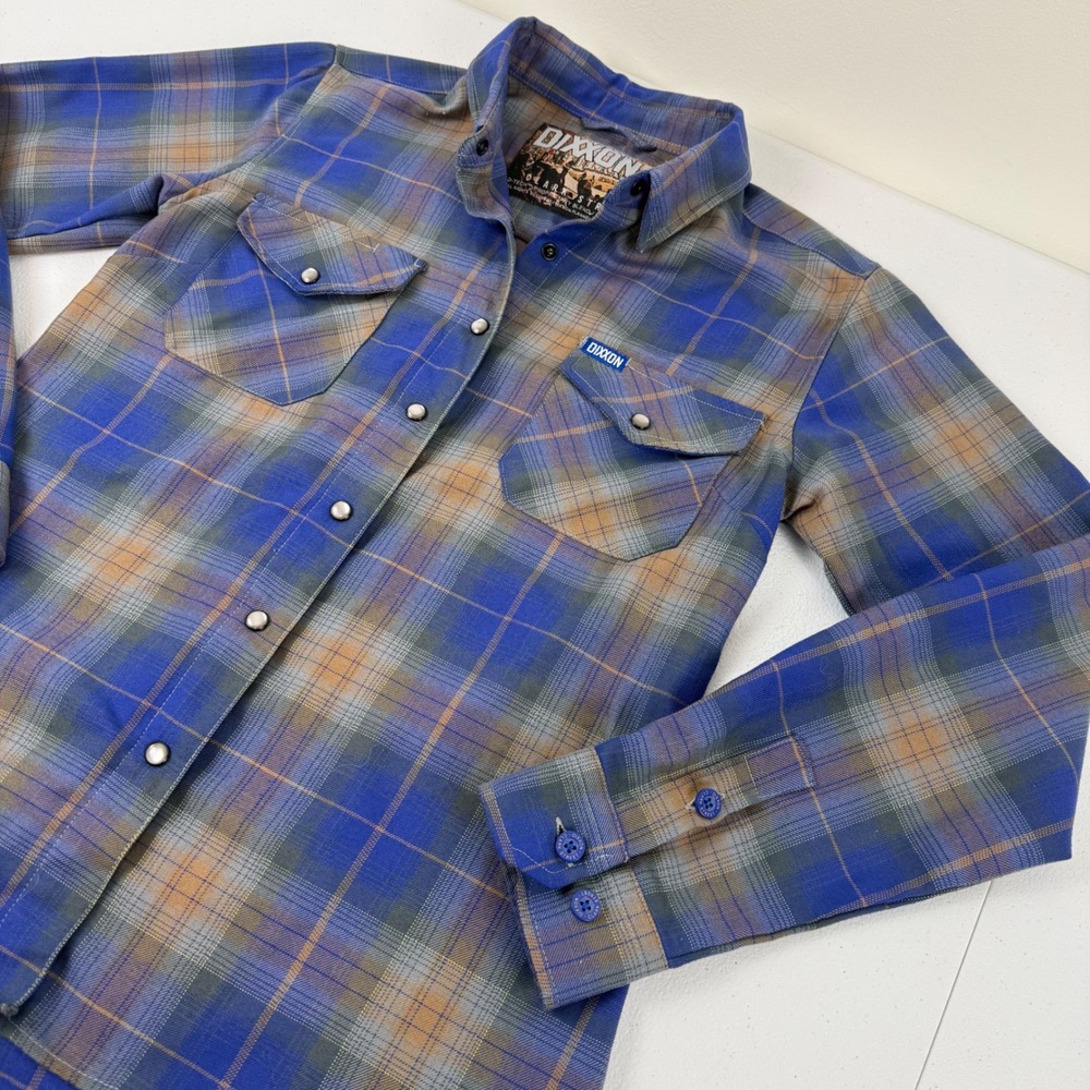 Dixxon Flannel Co Clark Street Blue Brown Plaid D-Tech Shirt Mens Medium